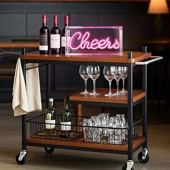 Cheers Neon Sign, USB LED Desk Lightbox Cheers Sign with ON/OFF Switch, 3D Neon Light up Sign for Table Decor, Wall Decor, Bar, Pub, Bachelorette Party (Pink)