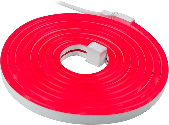 Enbrighten Neon Rope Light, LED Strip Lights, 6.5 feet, USB Powered Flexible Light, LED Strip, Gaming, Home Offices, Customizable, Red, 76627-T1