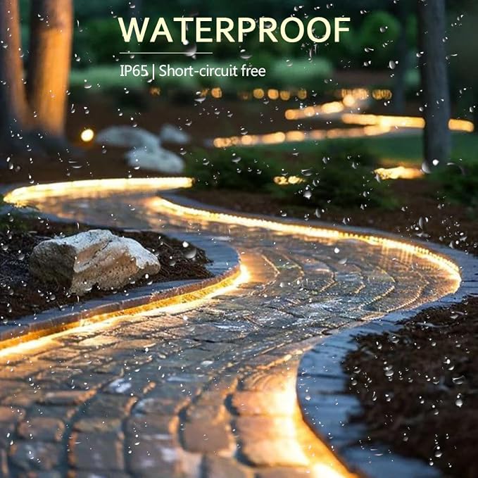 50FT Waterproof LED Rope Lights, 450 LED Warm White Connectable & Flexible for Indoor/Outdoor Use - Deck, Patio, Garden, Bedroom, Party & Christmas Decoration