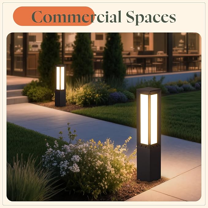 Outdoor Pathway Lights Wired, 31.5" Tall Landscape Path Lights, AC 100-240V Aluminum Bollard Light, IP65 Waterproof Driveway Light, 3000K LED Patio Pathway Lighting for Commercial Walkway Lawn
