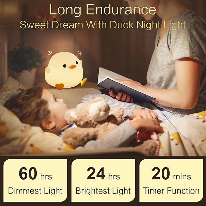 Cute Duck Night Light, Dodo Duck Cute Lamp, Bean Shape, Kids Squishy Ducky Stuff, Silicone Dimmable Baby Nursery Touch Nightlight, Boy Girls College White Elephant Gifts, Home Décor Things