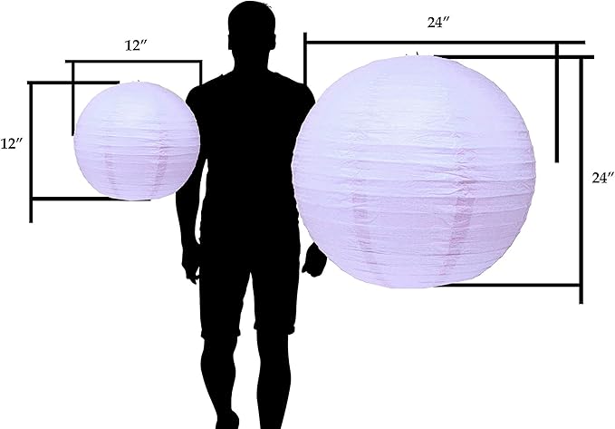 Mudra Crafts Lavender Paper Lanterns Wedding Party Decorations - 12 in 10 Round Hanging Ceiling Lanterns, 10 Pack, Decorative Lamp Shades