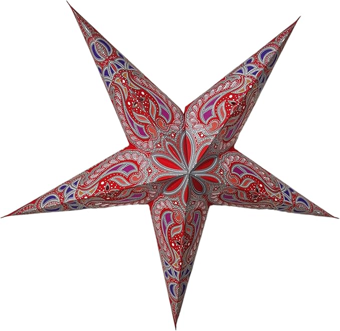Paper Star Lantern Lampshade, 60 cm, Hanging Decorations for Christmas, Wedding, Home, Party (Red, Blue, Multi)