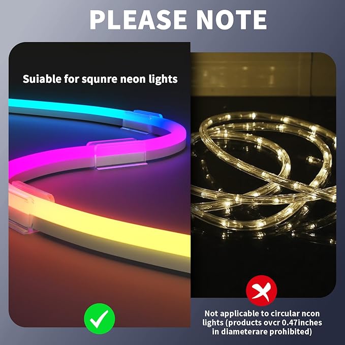 Neon Rope Light Clips Mounting - 30Pcs Clear Waterproof LED Strip Clip Brackets - Adhesive Wall Mount Holder for Govee and Other Neon LED Lights Strips (Not Support H61A2 & H61A0)