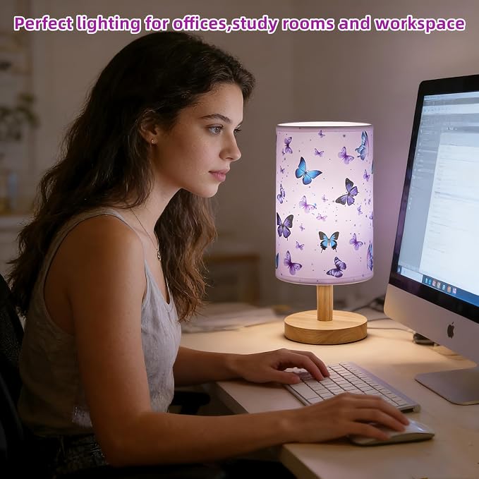 Butterfly Lamp,LED Kids Table Lamp for Bedroom Decor Girls Bedside Lamps | 3 Colors Nightstand Night Light with Cartoon Lampshade Desk Lamp for Boys Girls Room Nursery Decor,Butterfly Gifts for Girls