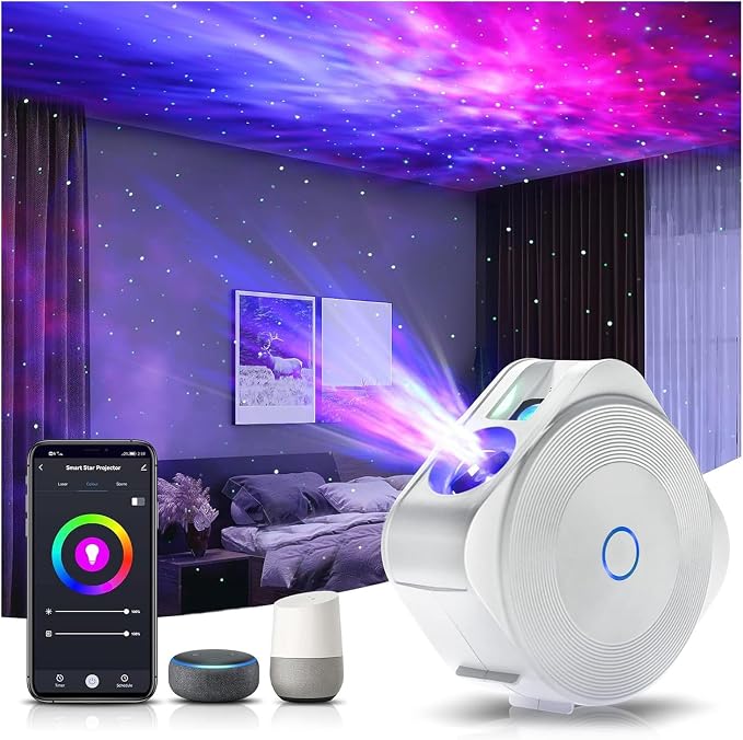 Galaxy Projector,Star Projector Galaxy Light,Northern Lights Projector,Aurora Starlight Projector,Rotatable Nebula Lamp,Smart APP&Voice Control,24H Timer,LED Night Light Projector for Adult Kids White