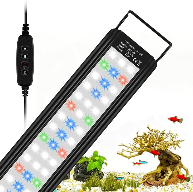 Uncle Yang LED Aquarium Light for 18 to 24 Inch Aquarium LED Light 11W | Auto On Off with Timer Adjustable Brightness Memory Function with Extendable Bracket for Planted Tank