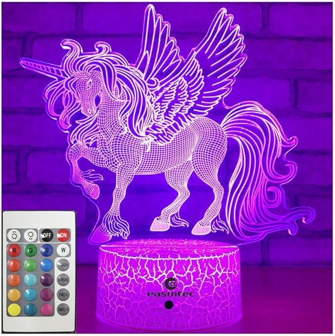 Easuntec Unicorn Night Lights for Kids with Remote & Smart Touch - 7 Colors + 16 Colors Changing, Dimmable Unicorn Toys for 1-8 Year Old Girls