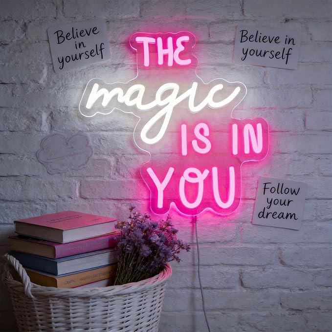 Neon Sign Led Neon Lights Neon Signs for Wall Decor USB Powered Led Neon Signs for Room Decoration (Magic Is In You)
