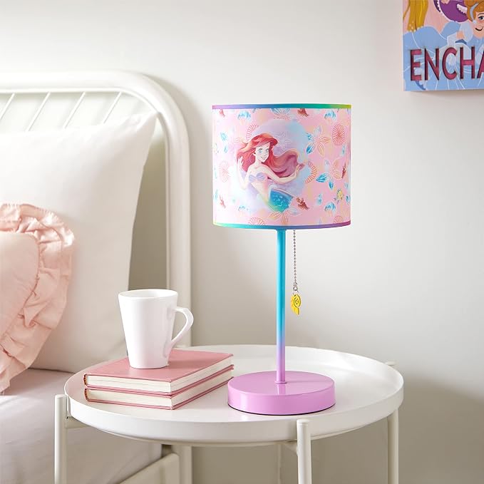 Little Mermaid Ariel Stick Table Lamp for Kids with Pull Chain