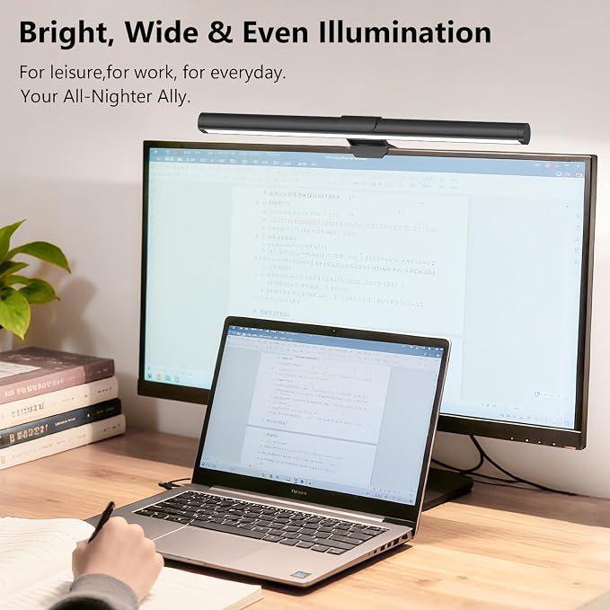 Monitor Light Bar, Eye-Care USB Reading Mnitor lamp, 11.8'' LED Computer Lights with Ultrawide Lighting, 3 Color Temperature Dimmable Desk Light for Home Office Gaming