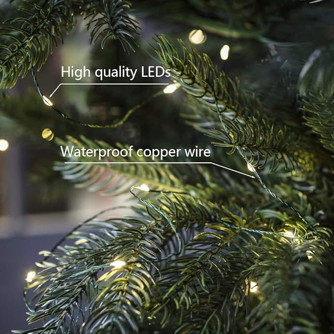 Extra Long Green Wire Fairy Lights Plug in 660FT High Bright 2000 LED Waterproof LED String Lights with Remote Warm White for Christmas Tree, Patio, Garden, Backyard