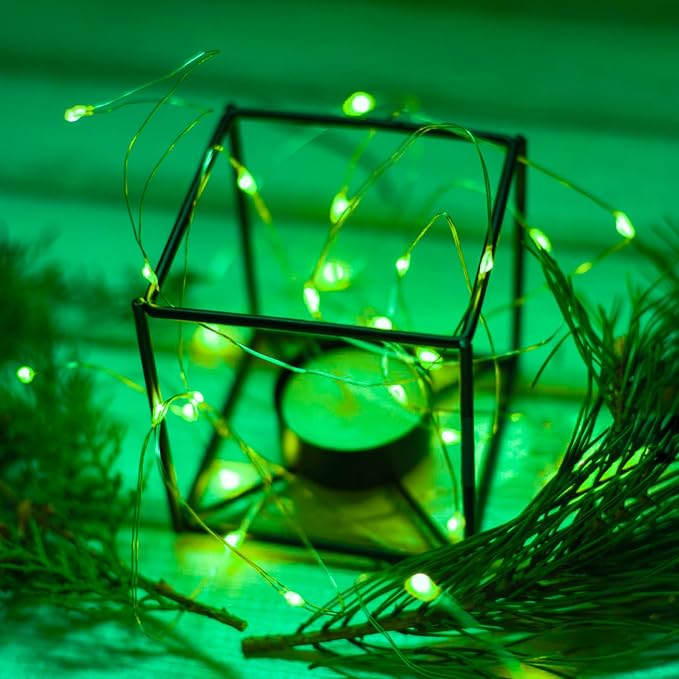 4 Pack Green Fairy Lights Battery Operated with Remote, Waterproof 20FT 60LED Cuttable Twinkle Lights with Timer Indoor Outdoor, String Light for Bedroom, Classroom, Wedding, St. Patrick's Day Décor
