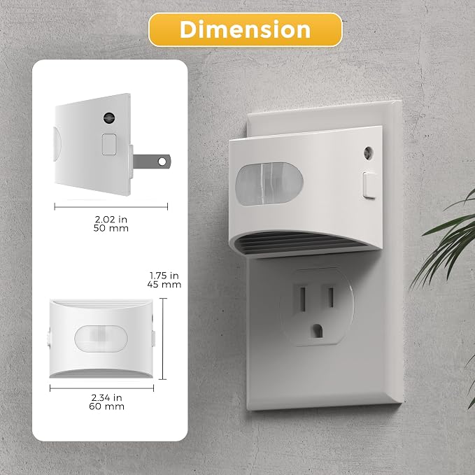 L LOHAS LED Motion Sensor Night Light, Night Lights Plug into Wall, 2 Pack | Plug in Night Light with 30-100lm Adjustable Brightness, White Housing 5000K Daylight White