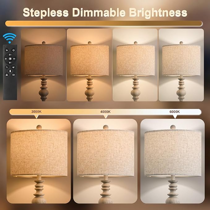 BOBOMOMO 64.25" Farmhouse Floor Lamp with Remote, Dimmable Floor Lamp with Adjustable Color Temperatures, Antique Gray Standing Floor Lamp for Living Room Corner, Bedroom & Nursery, 9W Bulb Included