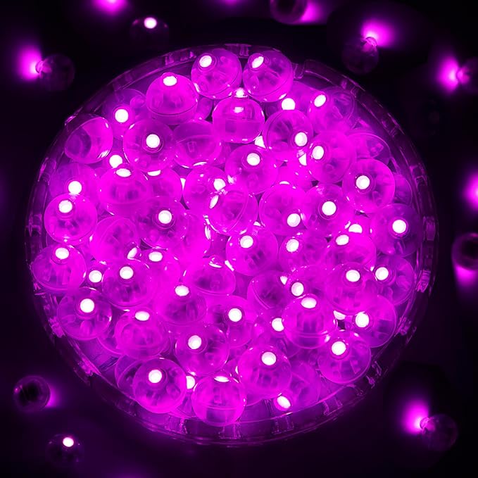 ZGWJ 50PCs Pink Balloon Lights Mini, Battery Powered, Long Standby Time Waterproof Tiny Led Round Light for Paper Lantern Balloon Party Easter Eggs Wedding Christmas Halloween Decorations﻿