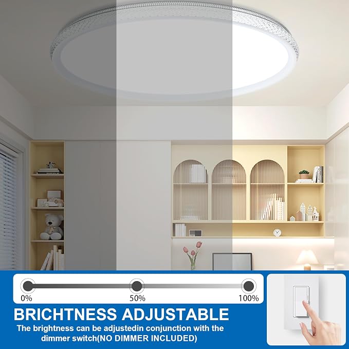 15 Inch LED Flush Mount Ceiling Light,Modern Ceiling Light | 35W 4000LM 5CCT 2700-5000K Selectable, Dimmable Ceiling Lights for Kitchen,Bedroom, Living Room,Office