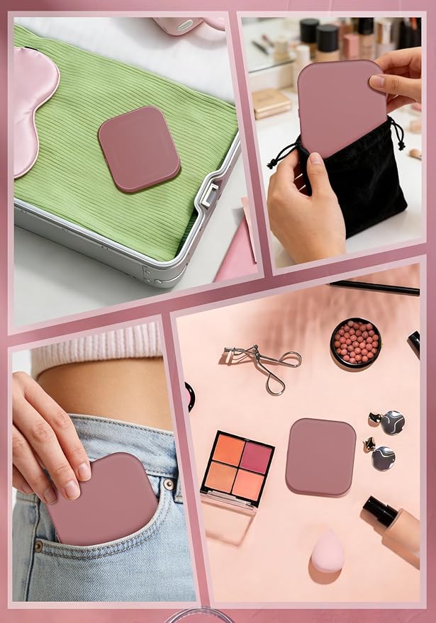 Magnifying Mirror with Light, Rechargeable 40X Compact Mirror with 3 Lighting Modes & Dimmable Brightness, Portable Travel Makeup Mirror with Light, Essentials for Travel, Pocket Purse Rose