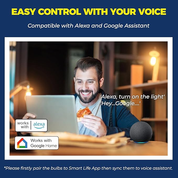 E12 Smart Light Bulbs 60W Equiv., Work with Alexa/Google Home/SmartLife, 500LM 6W RGBCW Candle Candelabra LED Bulbs, No Hub Required, 2.4G WiFi & BLE Chandelier Bulb, ETL Listed, 6PCS | No Hub Required, 500LM 6W RGBCW Candle Chandelier Smart bulb Work ...