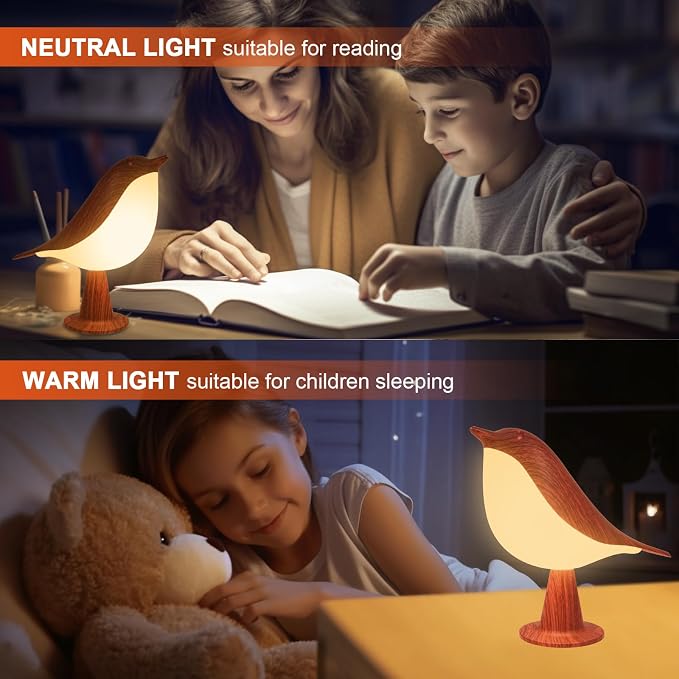 Bird Lamp, Rechargeable Cordless Lamp with Touch Control for Home Decor | Cute Bird Night Light, Rechargeable Table Lamp with 3 Color Modes & Dimmer for Bedroom,Home Decor & Gift for Bird Lovers
