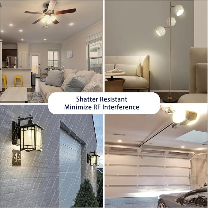 Garage Door Opener LED Light Bulb 2 Pack，15W Equivalent to 100W Garage Light Bulb,A19 3000K Soft White E26 Base 120V Outdoor Light Bulbs,Minimize Interference,Dimmable