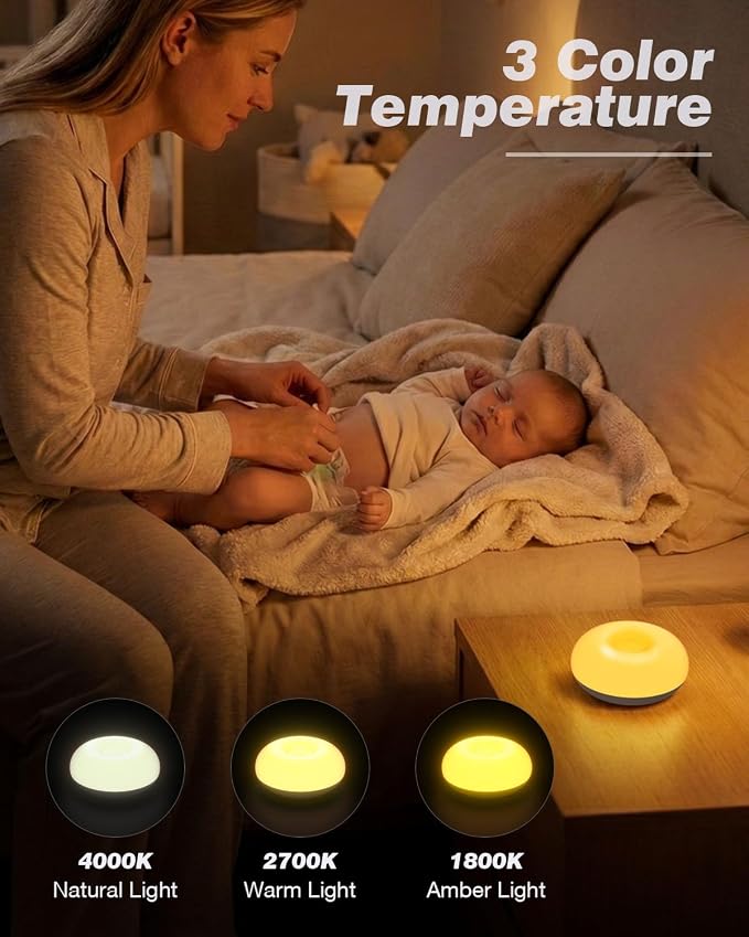 Baby Night Light, 0 Blue-Light Nursery Egg Light for Breastfeeding, Flip Design, Soft BPA Free, 3 Colors & Dimming, Rechargeable Portable Touch Nightlight for Kids Toddler