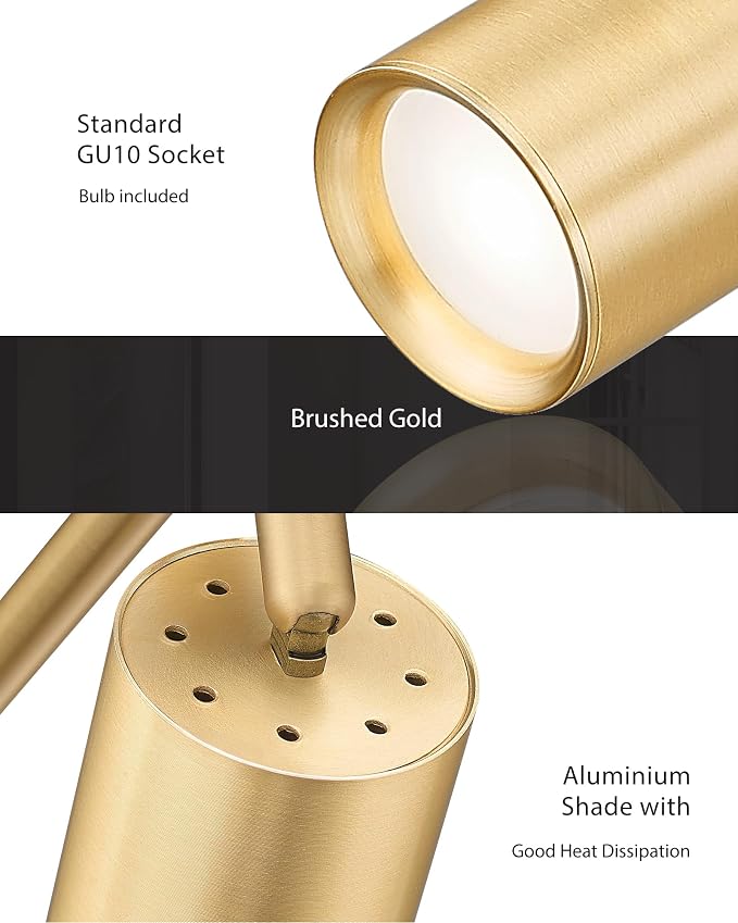 FEMILA Kitchen Track Lighting Fixtures Ceiling with GU10 Bulbs | Brushed gold track lights for kitchen islands, dining tables, and display walls