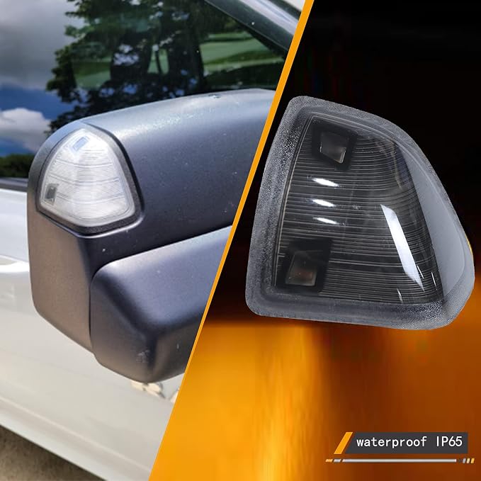 LED Side Mirror Turn Signal Light Smoked Cover Lens 2Pcs Compatible with Dodge Ram 1500 2500 3500 4500 5500 68302828AA 68302829AA Left Driver Right Passenger Lamps Two Wire