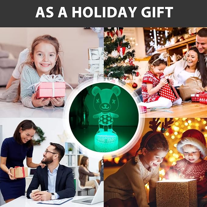 3D Night Light, 16 Color Changing Cartoon USB Desk Lamp Illusion Lighting with Remote Control for Home Decor Gift for Kids. (Stitches)