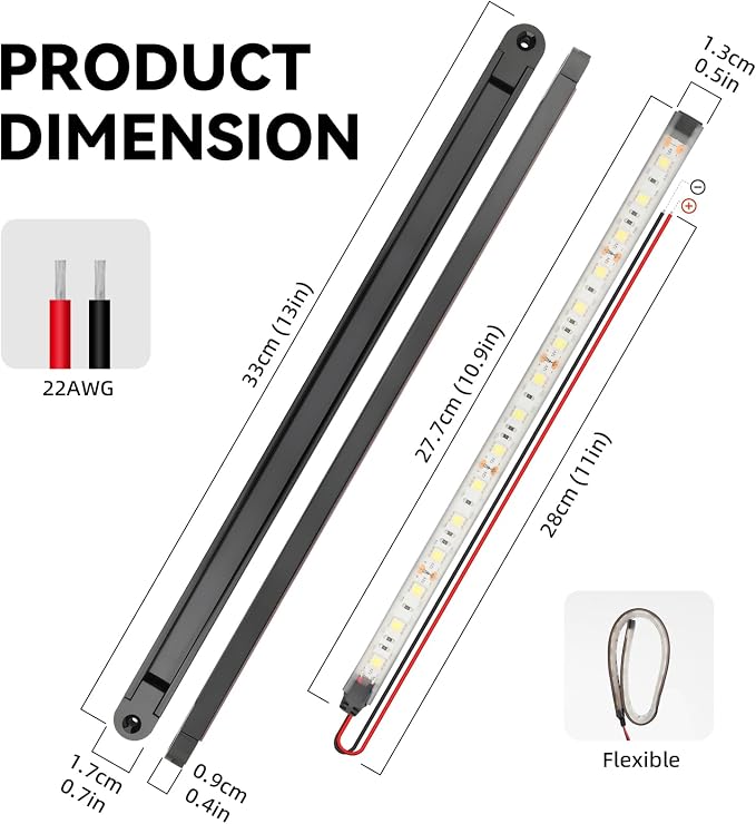 Boat Interior Lights White, Waterproof Led Boat Lighting, Marine Led Strip Lighting, Super Bright Marine Lighting for Night Fishing Pontoon Yacht Sailboat (White 4Pack)