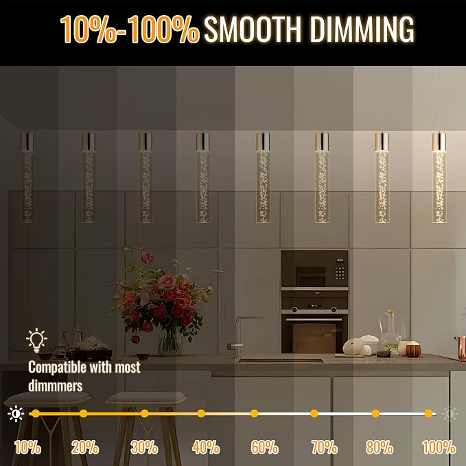 Dimmable LED Pendant Lights Kitchen Island Lighting,5CCT/2700K/3000K/3500K/4000K/5000K,Modern Hanging Island Lights Kitchen Ceiling Lighting Fixtures,for Kitchen Dining Room (Gold, 3 Pack)