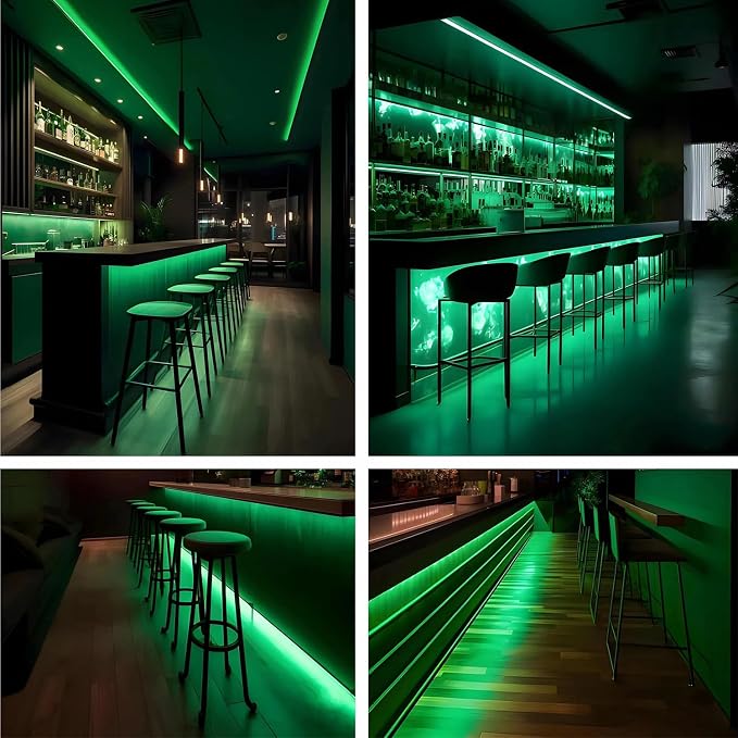 TOPAI 12V COB LED Strip Green 16.4ft Dotless Outdoor IP65 Waterproof | High Density 480LEDs/M, Uniform Lighting, Cuttable, Flexible, Self Adhesive Easy Install for Living Room, Bar