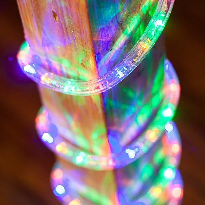 WYZworks 216LEDs, 20ft LED Outside Rope Lights, Waterproof Permanent Outdoor ETL Certified Connectable Clear Tube, Christmas Palm Tree Holiday Decorative Landscape Patio Accent Lighting - Colorful
