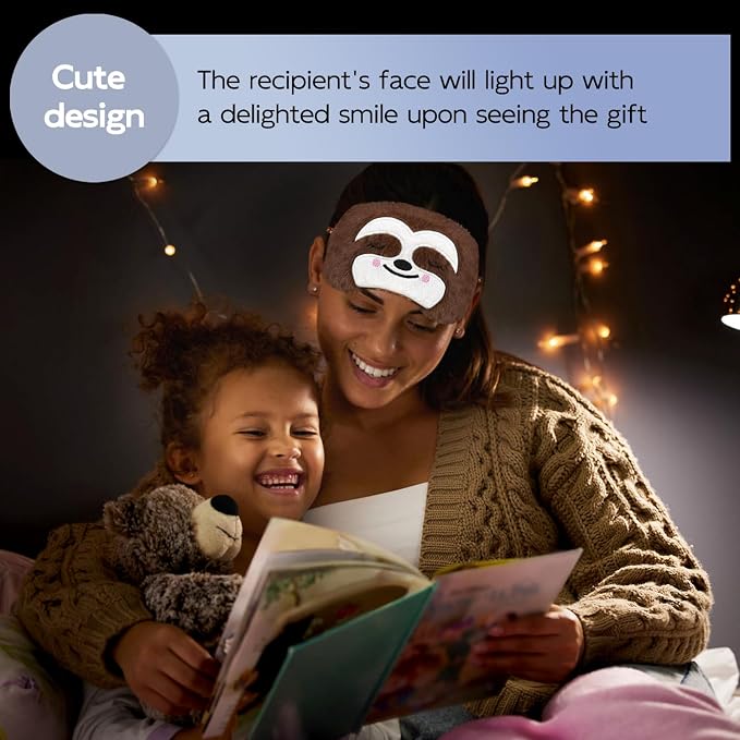 Cute Sleep Masks Cartoon Animal Eye Mask Plush Sleeping Mask & Travel Blindfold - Funny Novelty Eye Shade for Women Men (Brown Sloth)