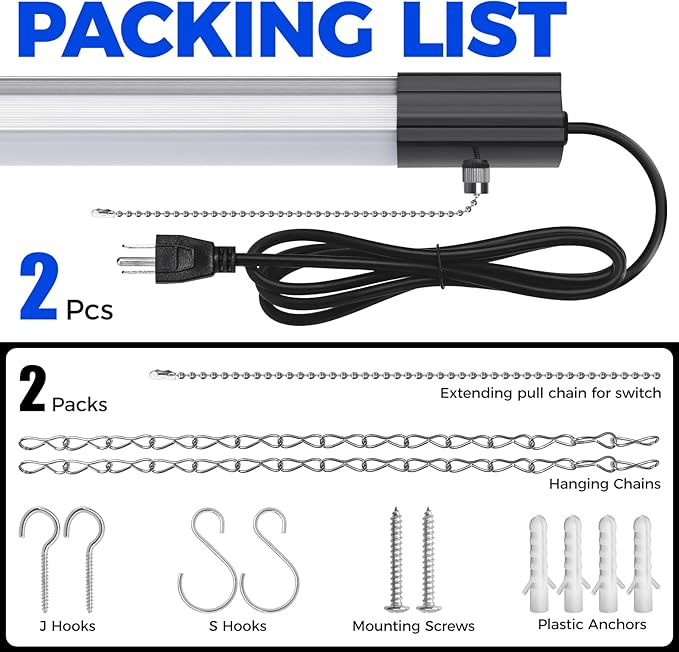 Barrina BS84 Motion Sensor LED Shop Light for Workshop 4FT, Garage Lights Plug in Fixtures, 84W, 5000K, 10000LM Motion Activated, Linkable & Hanging or Flush Mount, 2 Packs
