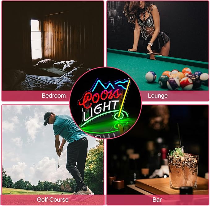 Golf Neon Sign for Wall Decor Led Business Signs Suitable for Man Cave Crs Light Bar Pub Creative Neon Lights Signs with USB Powered for Coors Light Golf Club Backdrop Lights Wall Hanging Decor ﻿