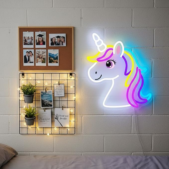 Unicorn Neon Sign for Girls Room Colorful Unicorn Neon Light Wall Decor | Dimmable Colorful Unicorn Neon Light USB Powered LED Rainbow Neon Sign for Kids Bedroom Nursery Birthday Christmas Gift