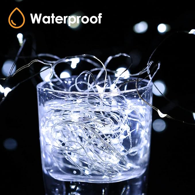 kolpop 20 Packs Fairy Lights Battery Operated with Timer, 16FT 50LED Mini String Light Battery Powered, Cool White Tiny Christmas Lights for Indoor Wedding Decorations