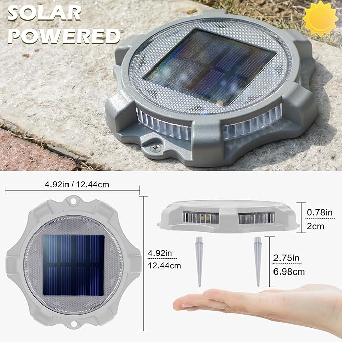 SIEDiNLAR Solar Deck Lights Outdoor 2 Modes LED Driveway Markers Dock Light Waterproof for Step Walkway Ground Stair Pathway Yard Road Garden 12 Pack (Blue/Red)