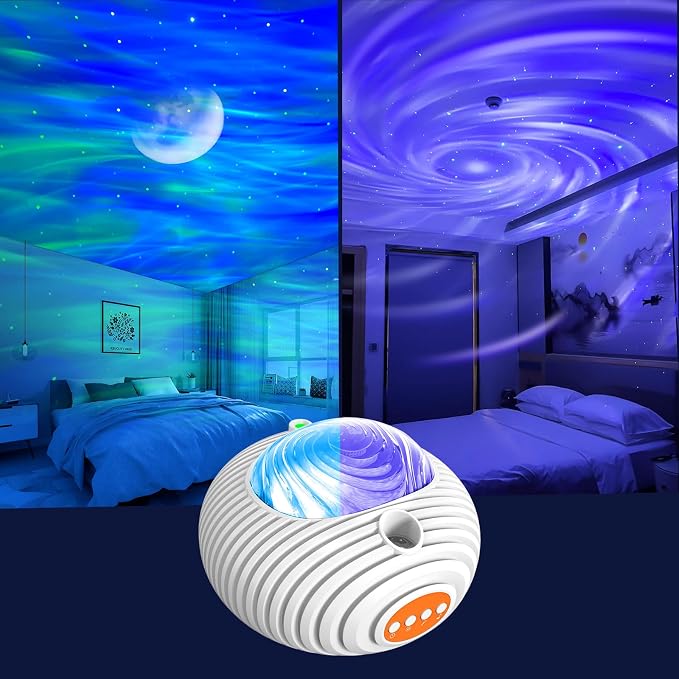 ELITUN Star and Aurora Night Light, Dual Effect Moon Galaxy Projector | Ambient Lighting for Bedroom, 14 Colors with White Noise, Timer Control, Birthday Gifts for Girls, Boys, Adults