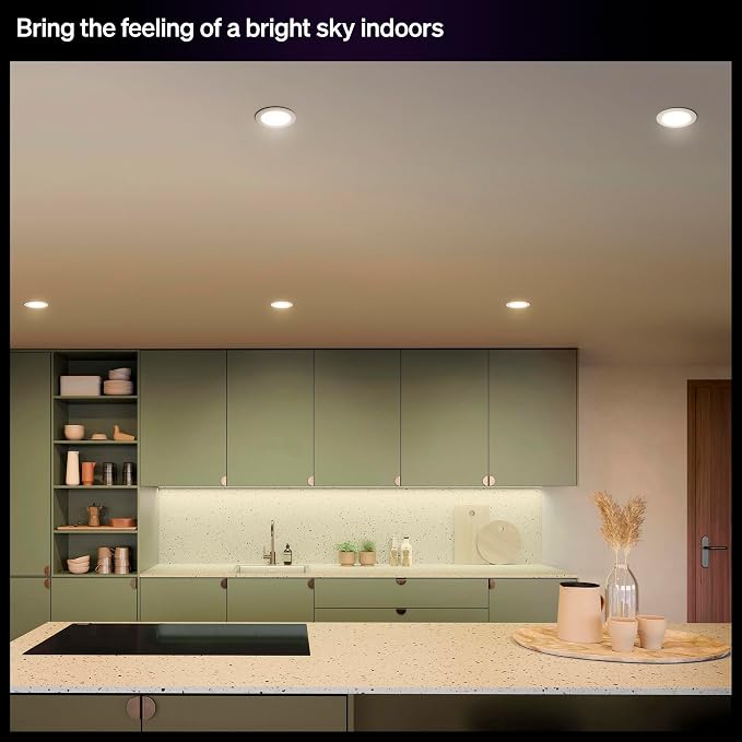 Philips Hue Slim Downlight, Recessed LED Ceiling Light, 1-Pack, White | 6-Inch, Canless Design, Full-Spectrum Daylight 1000K-20000K, 1200 Lumens, Ultra-Low Dimming, Precise Color, Smart Lighting