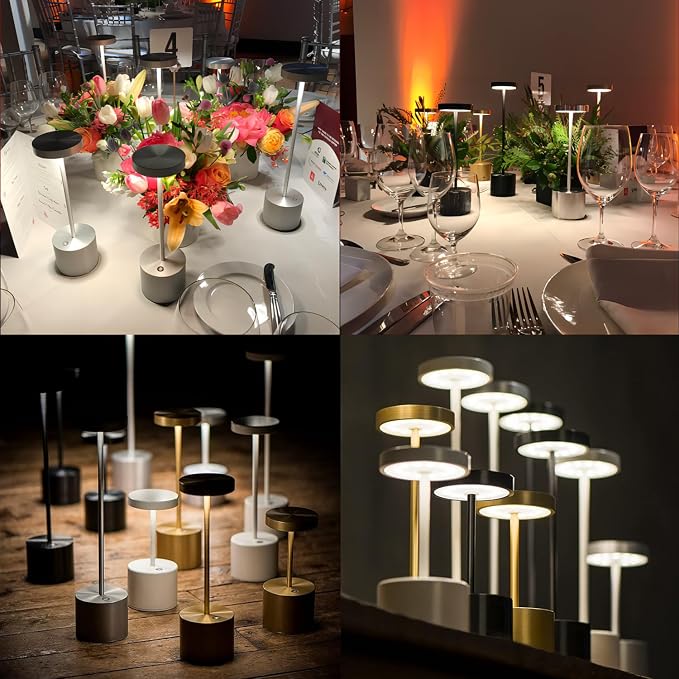 Cordless Table Lamp Rechargeable,Battery Powered LED Outdoor Table Light | SAKRINGT 3 Color Stepless Dimming,72Hrs Long Lasting Battery Operated,Portable Waterproof Touch for Patio Restaurant Dining
