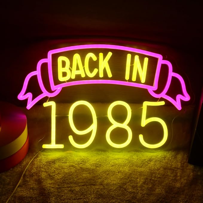 Back in 1985 Neon Signs 40th Birthday Party Decorations 40 Year Old Gift for Men Women Forty Neon LED Light for Anniversary 40th Class Reunion Wedding Happy Birthday 1985 Theme Party Wall Decor