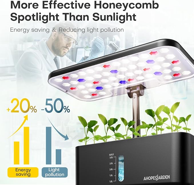 Indoor Garden Hydroponics Growing System: 10 Pods Kit with LED | Plant Germination Kit Herb Vegetable Growth Lamp Countertop, Hydroponic Planter Grower Harvest Lettuce for Healthy Home Cooks
