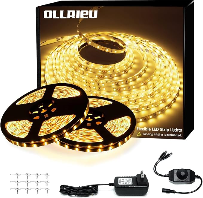 LED Strip Lights 100ft Dimmable 3000K Bright Warm White Strip Lighting, 30M 1800 LEDs 2835 Flexible Ribbon Light 12V LEDs Tape LED Lights for Bedroom Kitchen Home Decoration
