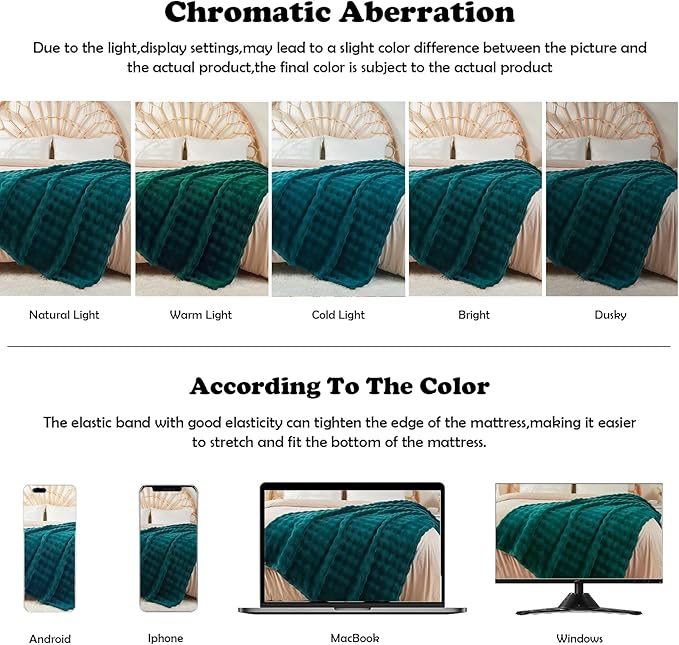 NEWCOSPLAY Queen Blanket for Couch Dark Teal Super Soft Flannel Fleece 3D Bubble Lightweight Bed Blanket All Season Use (Dark Teal, Queen(90"x90"))