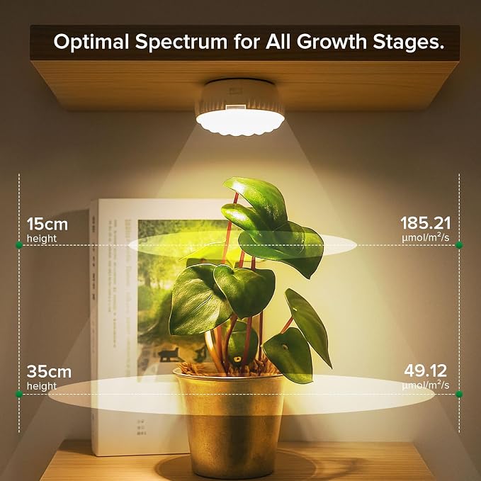 7W Small Grow Light for Indoor Plants with Timer and Dimming | Timer supports 3-, 6-, or 12-hour cycles,full-spectrum light for indoor plant use.