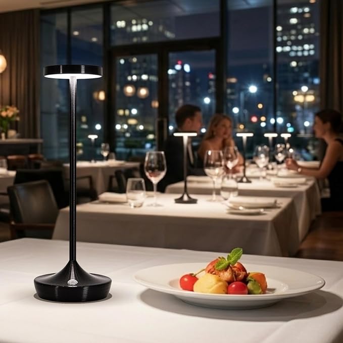 Cordless LED Table Lamps, Rechargeable 6000mAh, 72H Runtime, Waterproof | Stepless Touch Dimming with 3 Color Modes & Memory Function for the Perfect Ambiance at Home, Restaurants & Patios (Black)
