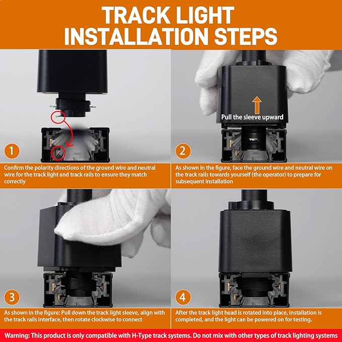 10W H Track Lighting Heads, Dimmable LED Track Lighting Heads Fixtures Bright 3000K Warm White Track Light Head for Accent Task Art, Flicker Free CRI90+ 24° 900lm (Black, 10W - 4 Pack)