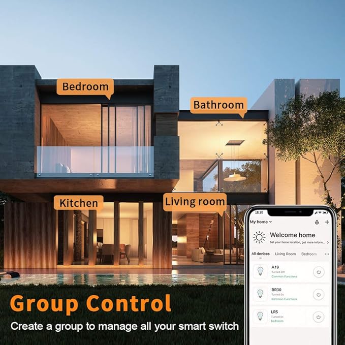 Smart Switch, WiFi Smart Light Switch Compatible with Amazon Alexa and Google Home, Neutral Wire Needed, with Remote Control, Timing Schedule, No hub Required MK36 (1Pack)